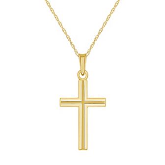 Celebration Gems 14k Gold Linear-Accent Cross Pendant Necklace