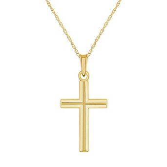 Celebration Gems 14k Gold Linear-Accent Cross Pendant Necklace
