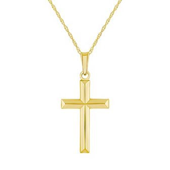 14k Yellow Gold Cross Pendant Necklace