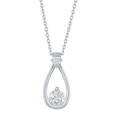 Argento Bella Sterling Silver Cubic Zirconia Open Teardrop Pendant Necklace & Earrings Set