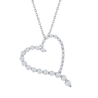 Argento Bella Sterling Silver & Cubic Zirconia Heart Pendant Necklace