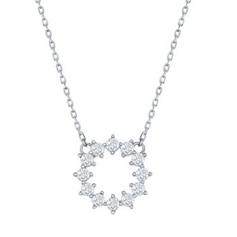 Argento Bella Sterling Silver Cubic Zirconia Circle Pendant Necklace