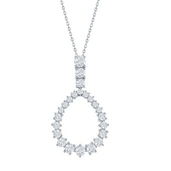 Argento Bella Silver Tone & Cubic Zirconia Open Teardrop Pendant Necklace