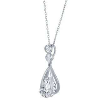 Argento Bella Sterling Silver Teardrop & Cubic Zirconia Round Spinning Necklace