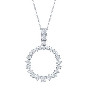 Argento Bella Silver Tone & Cubic Zirconia Open Circle Pendant Necklace