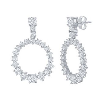 Argento Bella Silver Tone & Cubic Zirconia Open Circle Earrings