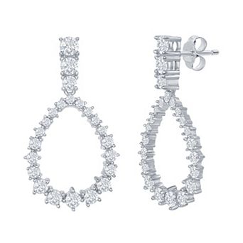 Argento Bella Silver Tone & Cubic Zirconia Open Teardrop Earrings
