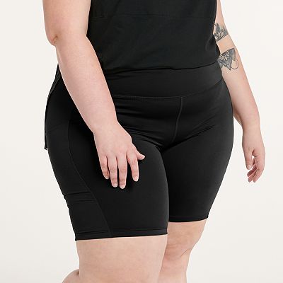Plus Size FLX Ascent Mixed Media High Waisted Bike Shorts