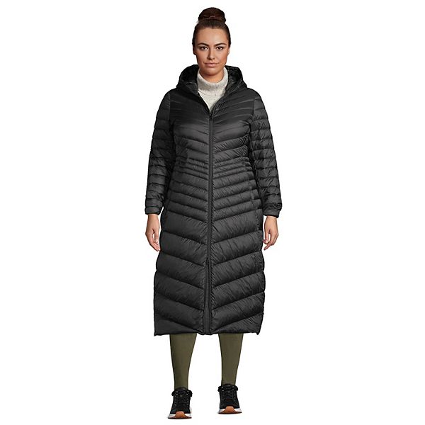 Plus Size Lands' End Wanderweight Ultralight Hooded Packable Maxi Down ...
