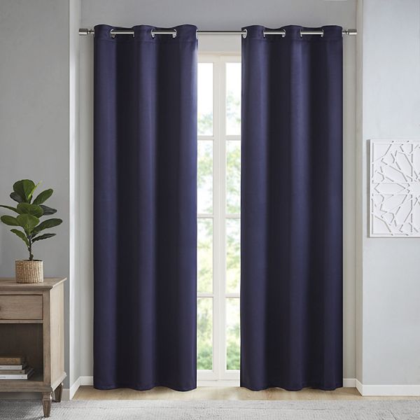 SunSmart 2pack Brent Solid Room Darkening Triple Weave Grommet Top Window Curtains