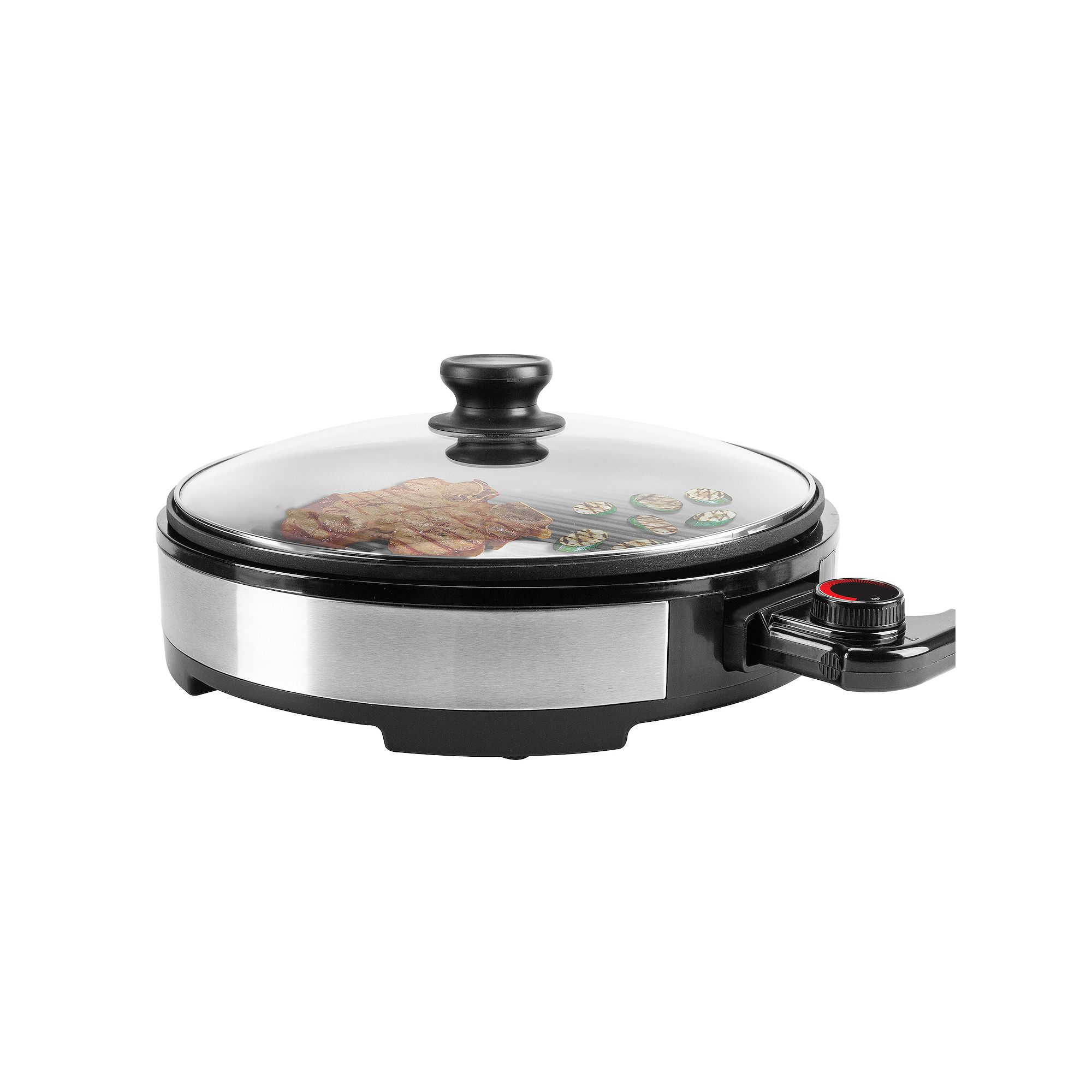 Elite Cuisine 12-inch Deluxe BBQ Grill with Tempered Glass Lid, Black