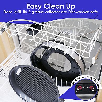 Elite Cuisine 12-inch Deluxe BBQ Grill with Tempered Glass Lid