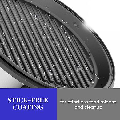 Elite Cuisine 12-inch Deluxe BBQ Grill with Tempered Glass Lid