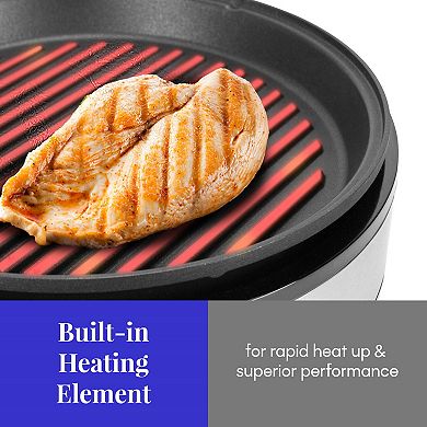 Elite Cuisine 12-inch Deluxe BBQ Grill with Tempered Glass Lid
