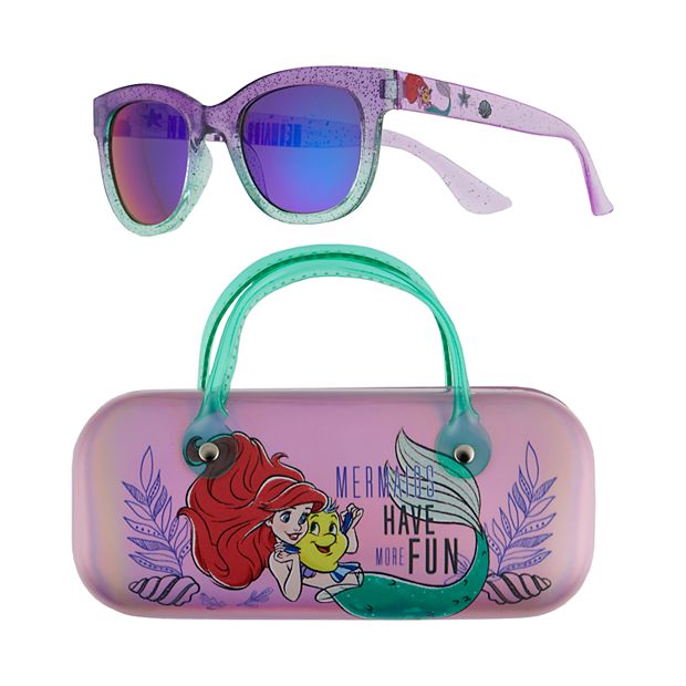 Girls Sunglasses Kids Glasses with Case Combo Set Super Cute Mermaid