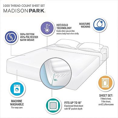 Madison Park 1000 Thread Count HeiQ Smart Temperature Cotton Blend Sheet Set