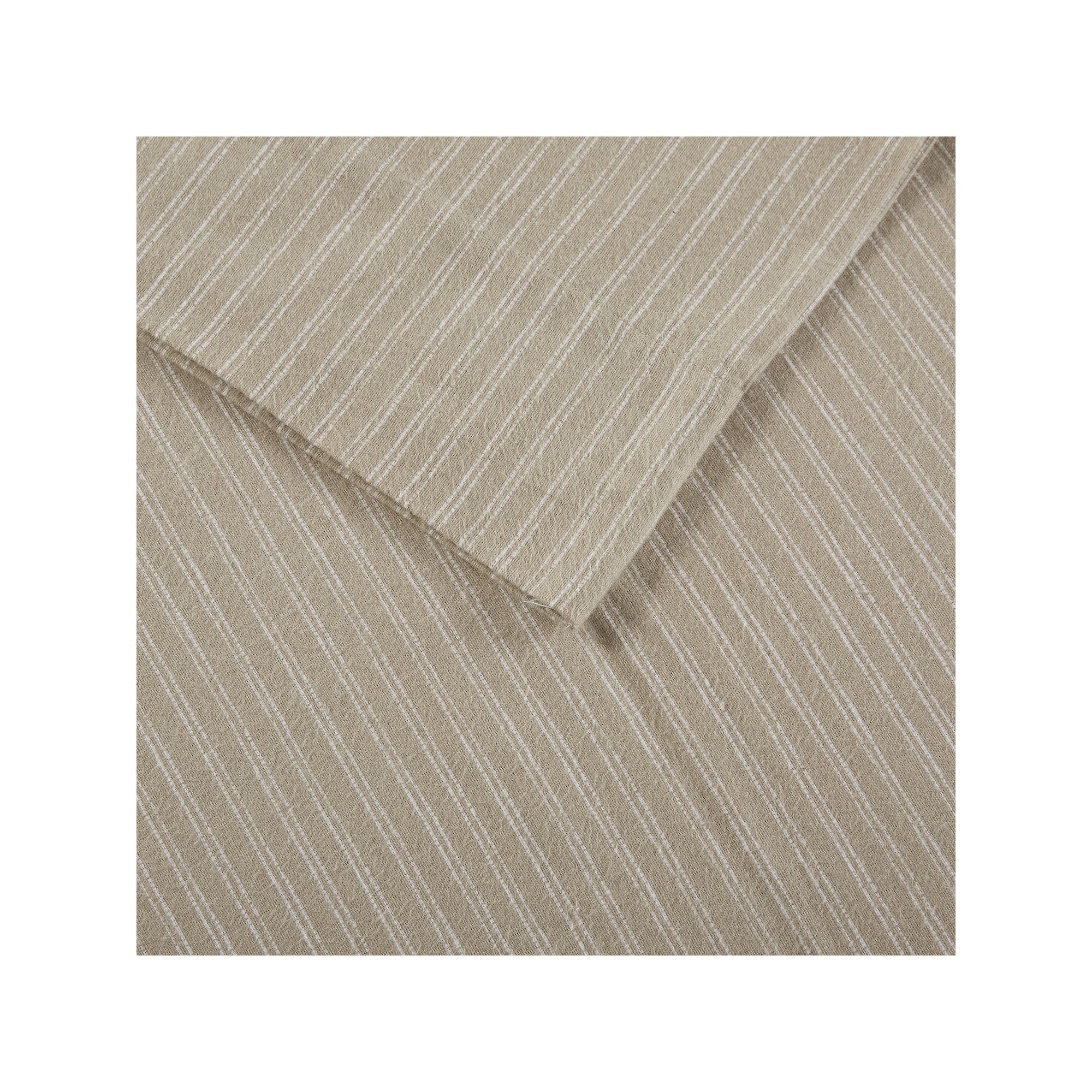 Beautyrest Oversized Flannel Sheet Set, Beige White Stripes