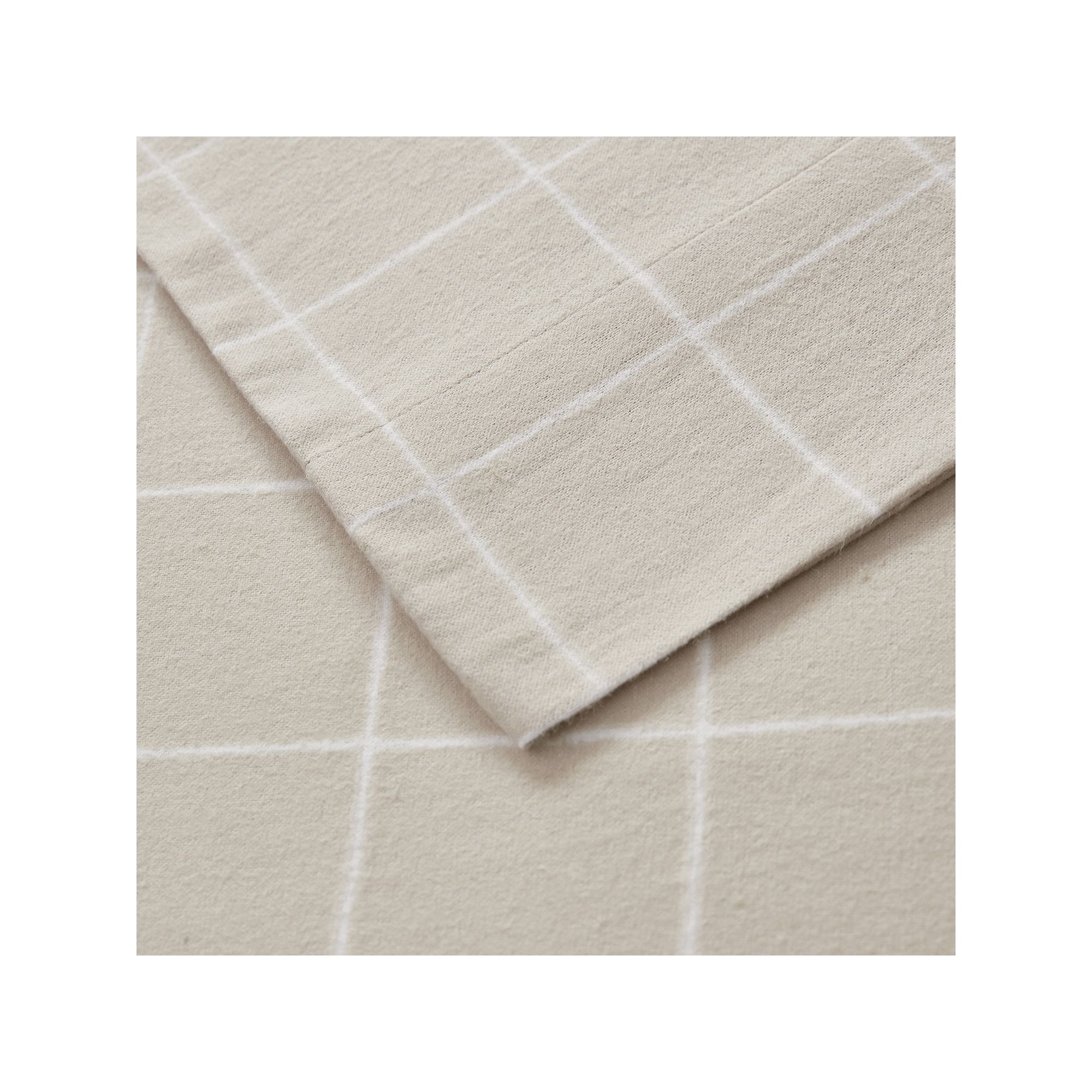 Beautyrest Oversized Flannel Sheet Set, Beige Windowpane