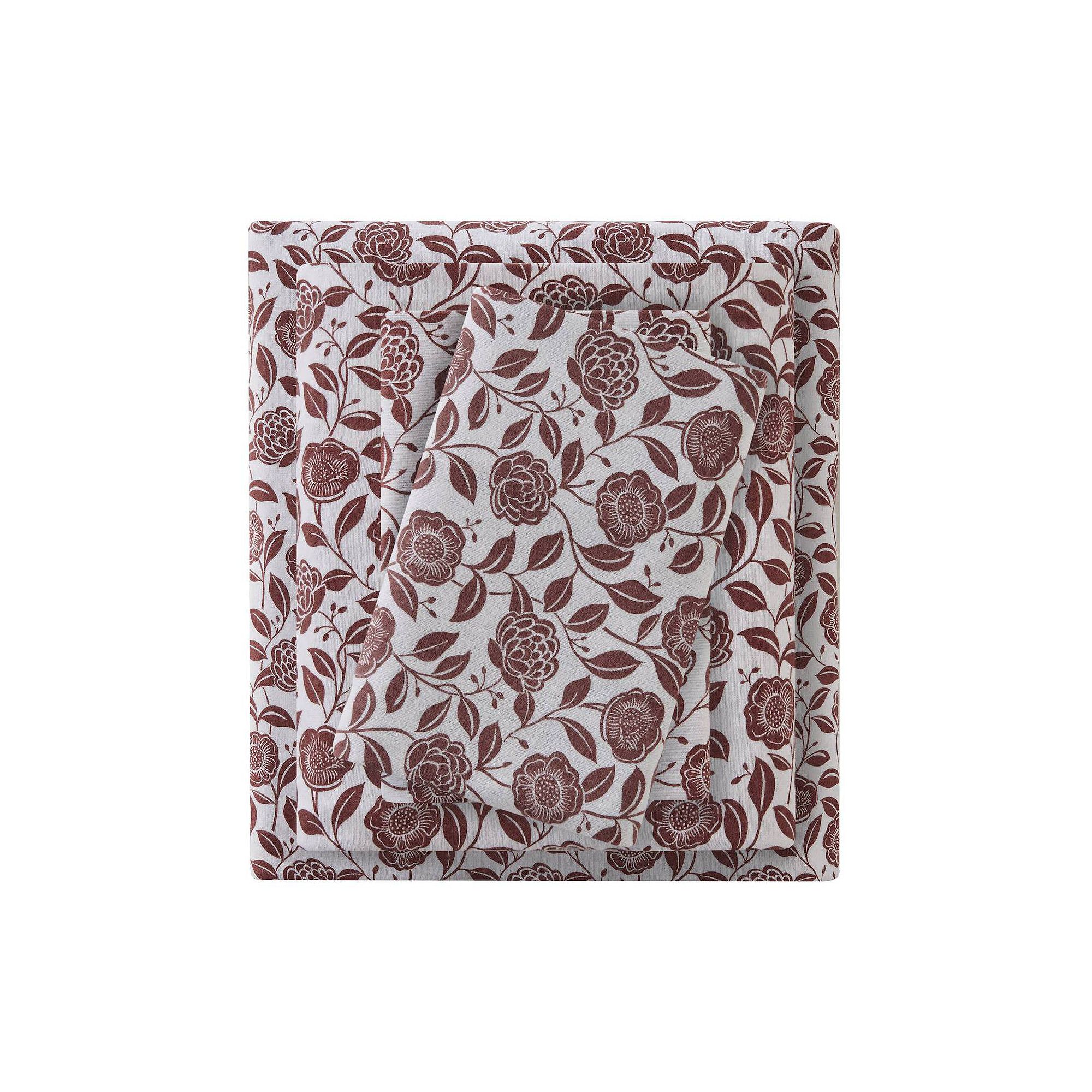 Beautyrest Oversized Flannel Sheet Set, Red Floral