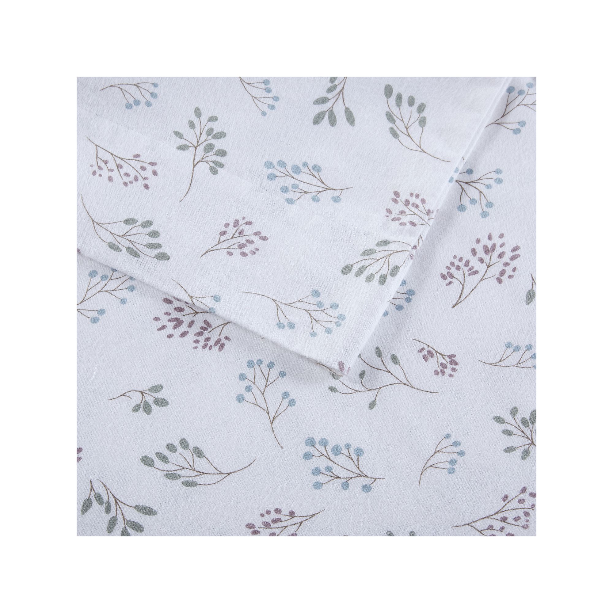 Beautyrest Oversized Flannel Sheet Set, White Tossed Botanical