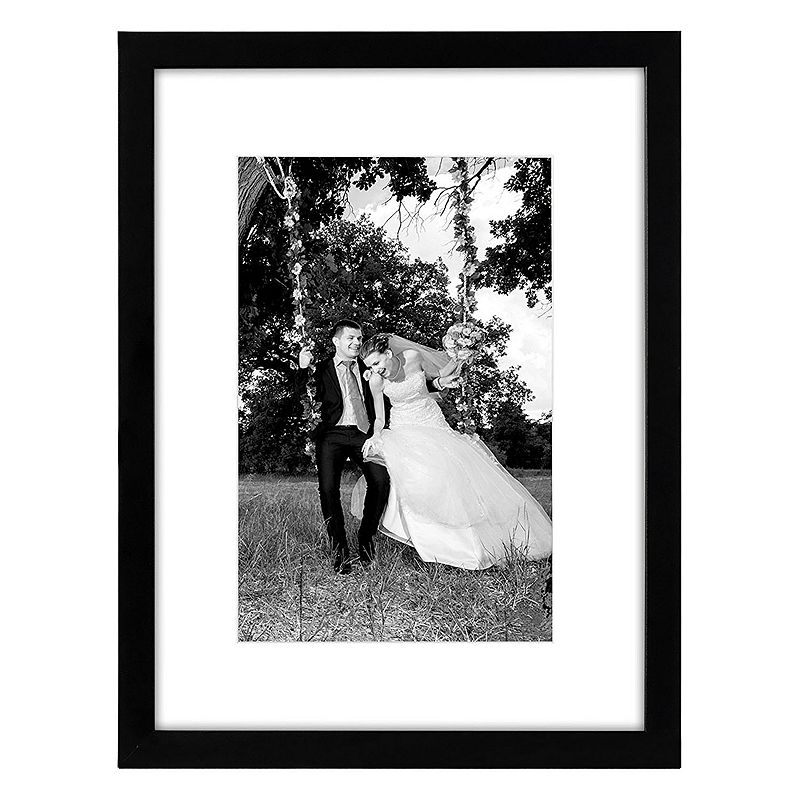 Americanflat 12x16 Picture Frame with Mat for 8x12  MDF wood and shatter-resistant glass  Black