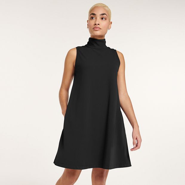 Shop Sleeveless Shift Dress with Polo Neck Online