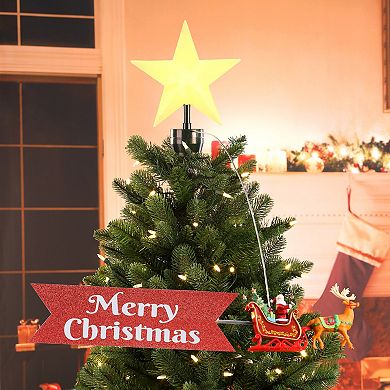Mr Christmas Animated Tree Topper Santa's Sleigh with Banner