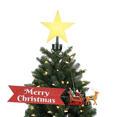Mr Christmas Animated Tree Topper Santa's Sleigh with Banner