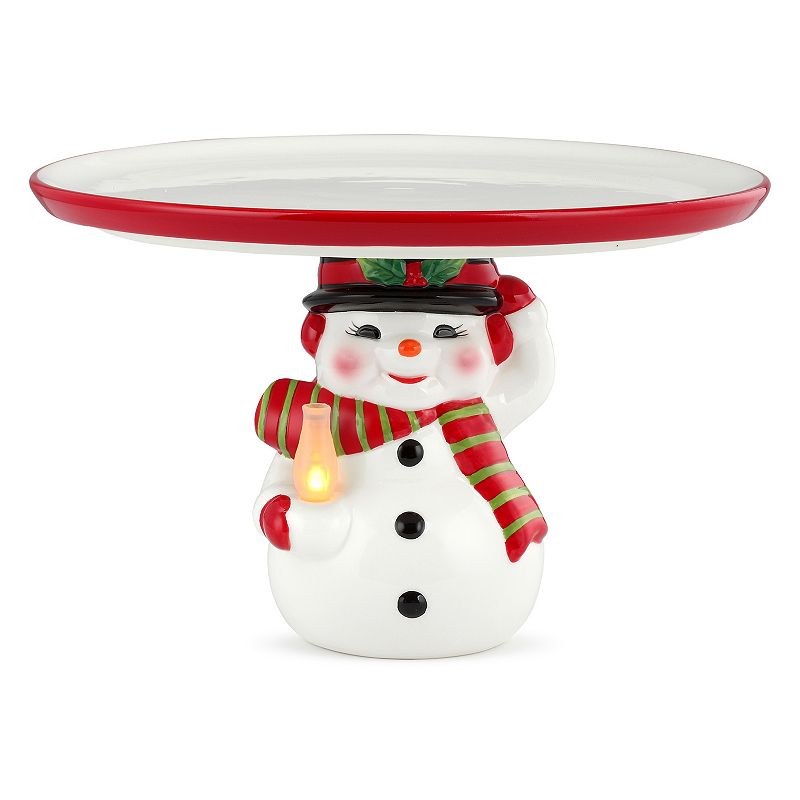 28925990 Mr. Christmas Snowman Cake Plate Table Decor, Mult sku 28925990