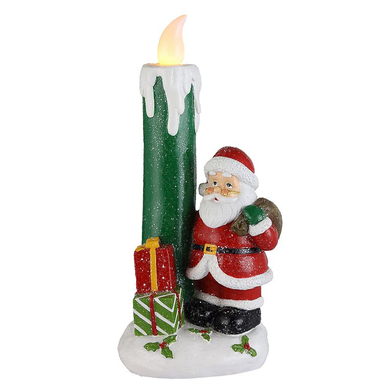 Mr. Christmas Lit Candle with Santa Table Decor, Multicolor