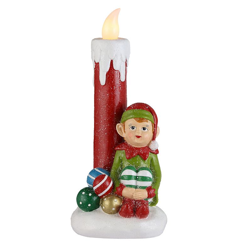 Mr. Christmas Lit Candle with Elf Table Decor, Multicolor