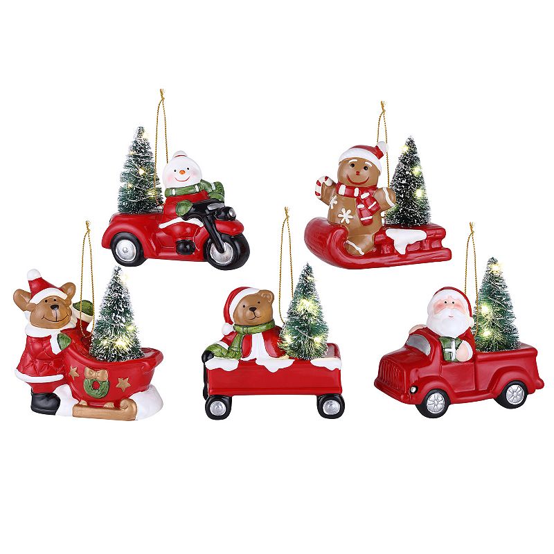 UPC 051053184636 product image for Mr. Christmas Set of 5 Lit Vehicle Ornaments | upcitemdb.com