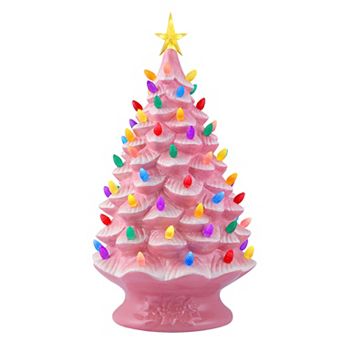 Mr Christmas Lit Christmas Tree in Pink Table Decor