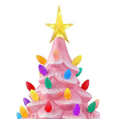 Mr Christmas Lit Christmas Tree in Pink Table Decor