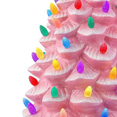 Mr Christmas Lit Christmas Tree in Pink Table Decor