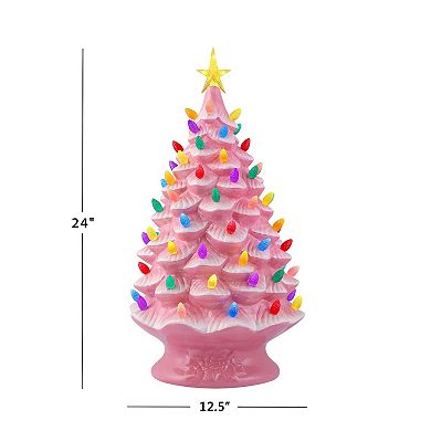 Mr Christmas Lit Christmas Tree in Pink Table Decor