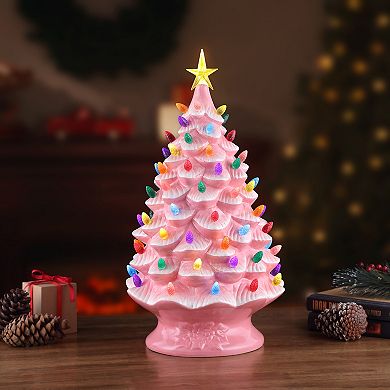 Mr Christmas Lit Christmas Tree in Pink Table Decor