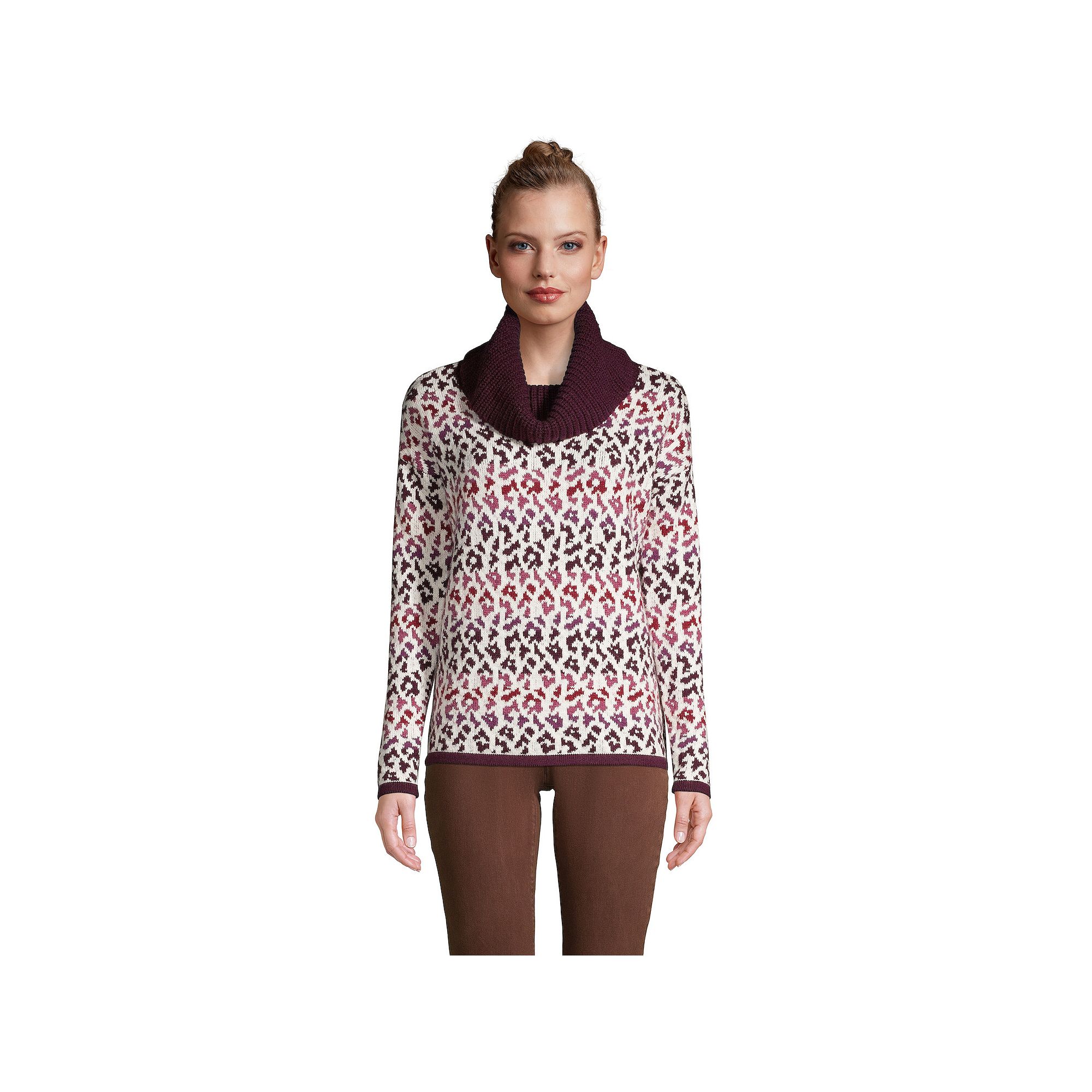 Womens Lands End Lofty Cozy Cowlneck Sweater, Size: Small, Purple Ombre L