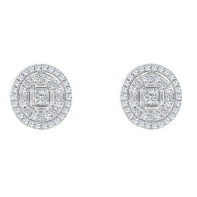 Celebration Gems 14k Gold 1/2 Carat T.W. Diamond Round Cluster Earrings