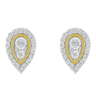 Celebration Gems 14k Gold 1/5 Carat T.W. Diamond Pear Shape Cluster Stud Earrings