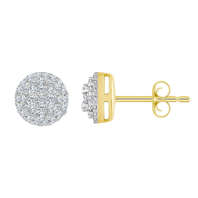 Celebration Gems 14k Gold 1/3 Carat T.W. Diamond Round Cluster Stud Earring