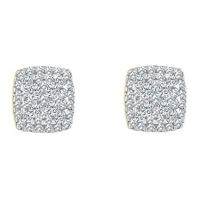 Celebration Gems 14k Gold 1/3 Carat T.W. Diamond Cushion Cluster Earrings