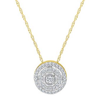 Celebration Gems 14k Gold 1/4 Carat T.W. Diamond Round Cluster Pendant Necklace