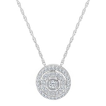 Celebration Gems 14k Gold 1/4 Carat T.W. Diamond Round Cluster Pendant Necklace