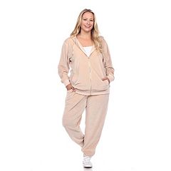 Women's 2 Piece Velour Tracksuit Set Pink X Large - White Mark