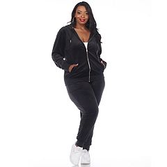 Plus Size White Mark 2-Piece Velour Tracksuit Set