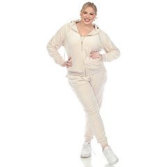 Women's Rhinestone 2 Piece Velour Tracksuit Set Navy X-Large - White Mark