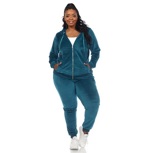 Plus Size White Mark 2Piece Velour Tracksuit Set