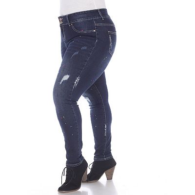 Plus size paint splatter jeans clearance