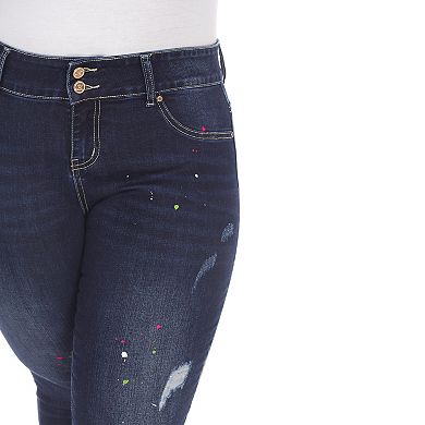 Plus Size White Mark Paint Splatter Skinny Jeans